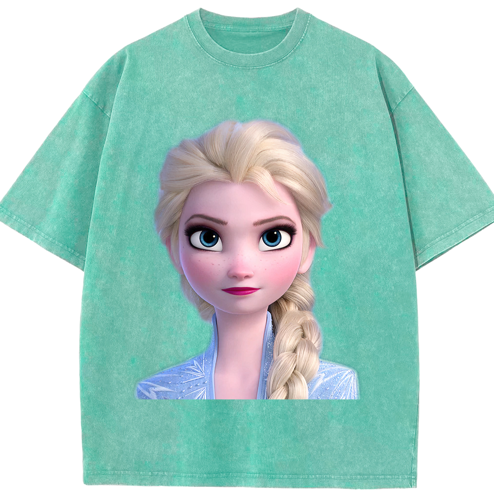 （画像用） アナと雪の女王 アンナ エルサ Frozen Anna Elsa 綿100% ヴィンテージ風 半袖Tシャツ（フロントプリント）